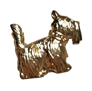 Vintage Golden Dog Brooch Textured Terrier Pin signed AAi Canine Fashion Jewelry